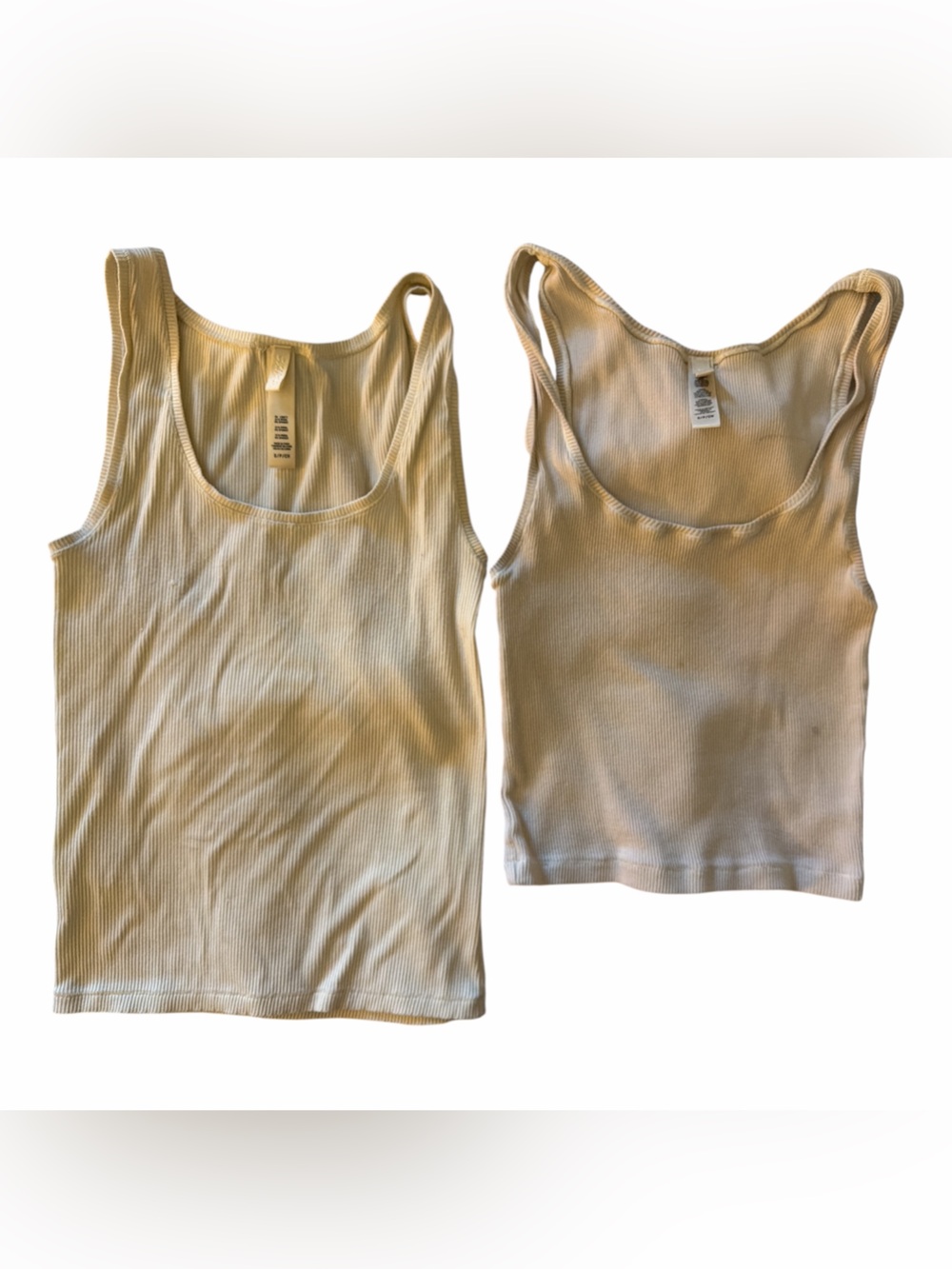 Two Skims Ribbed Tank Tops Beige and Tan